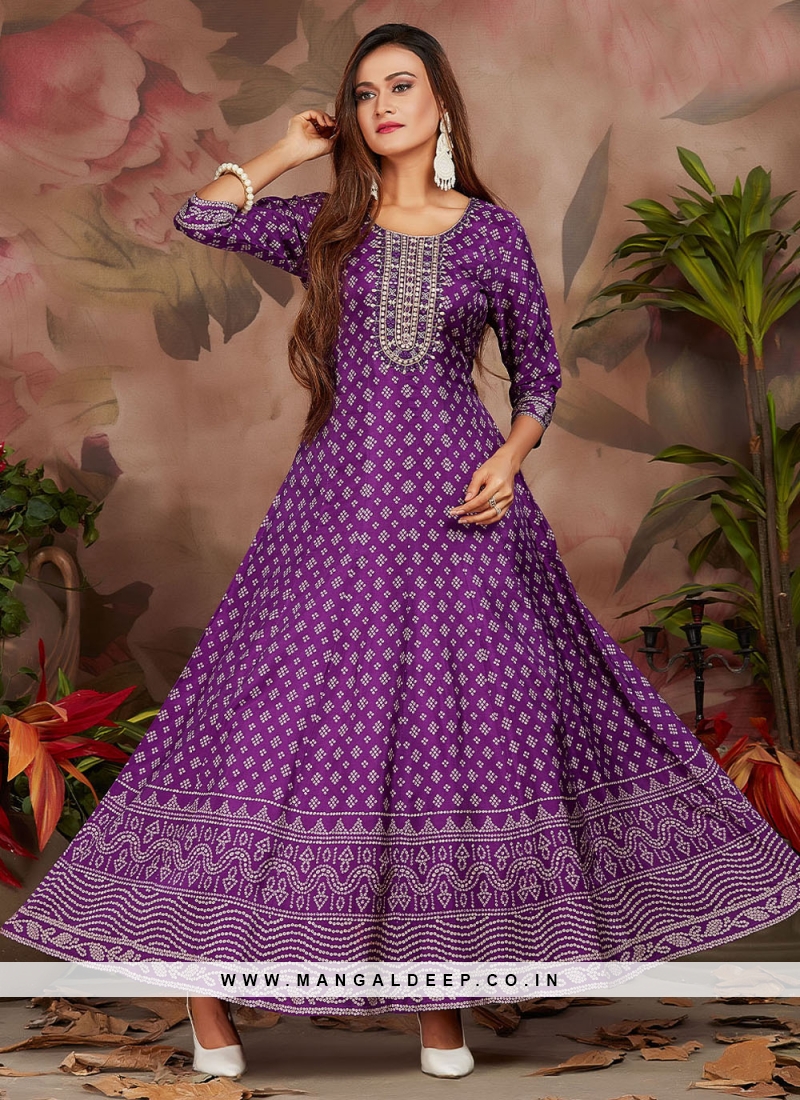 Buy Stylish Chiffon Violet Purple Gown LSTV120623