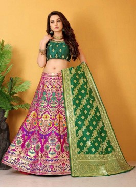 Purple Color Banarasi Silk Lehenga