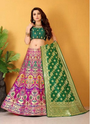 Purple Color Banarasi Silk Lehenga