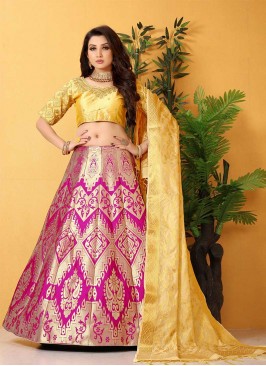 Purple Color Banarasi Silk Lehenga