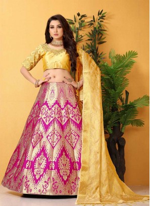 Purple Color Banarasi Silk Lehenga