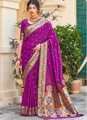 Purple Color Banarasi Silk Saree