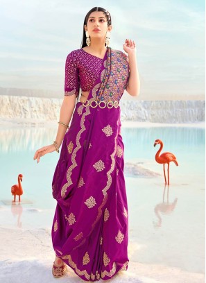 Purple Color Banarasi Silk Saree