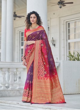 Purple Color Banarasi Silk Traditional Saree