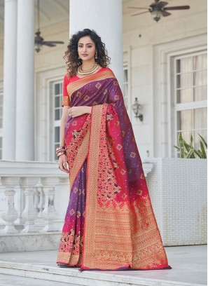 Purple Color Banarasi Silk Traditional Saree