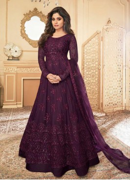 Purple Color Butterfly Net Anarkali Suit