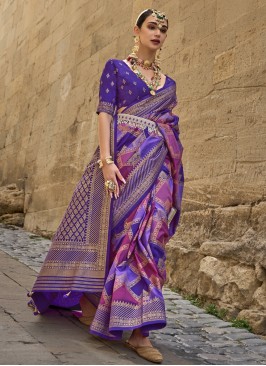 Purple Color Contemporary Saree