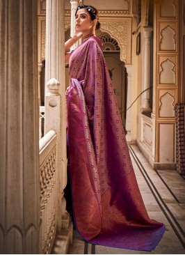 Purple Color Contemporary Saree