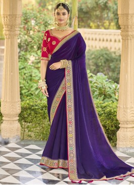 Purple Color Contemporary Saree