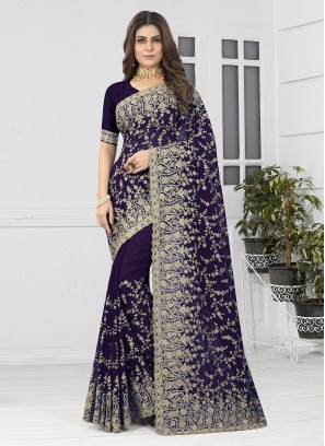 Purple Color Designer Contemporary Saree