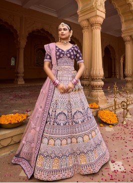 Purple Color Embroidered, Stone, Mirror Work Lehenga