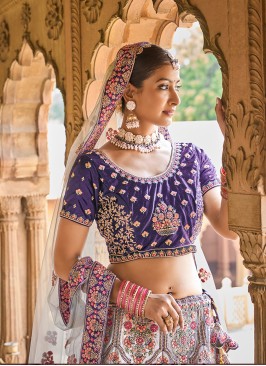 Purple Color Embroidered, Stone, Mirror Work Lehenga