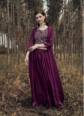 Purple Color Fancy Kurti With Slug