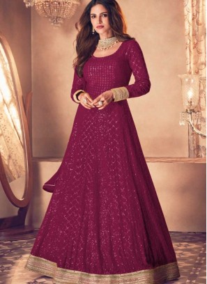 Purple Color Georgette Anarkali Suit