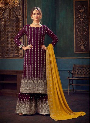 Purple Color Georgette Palazzo Dress