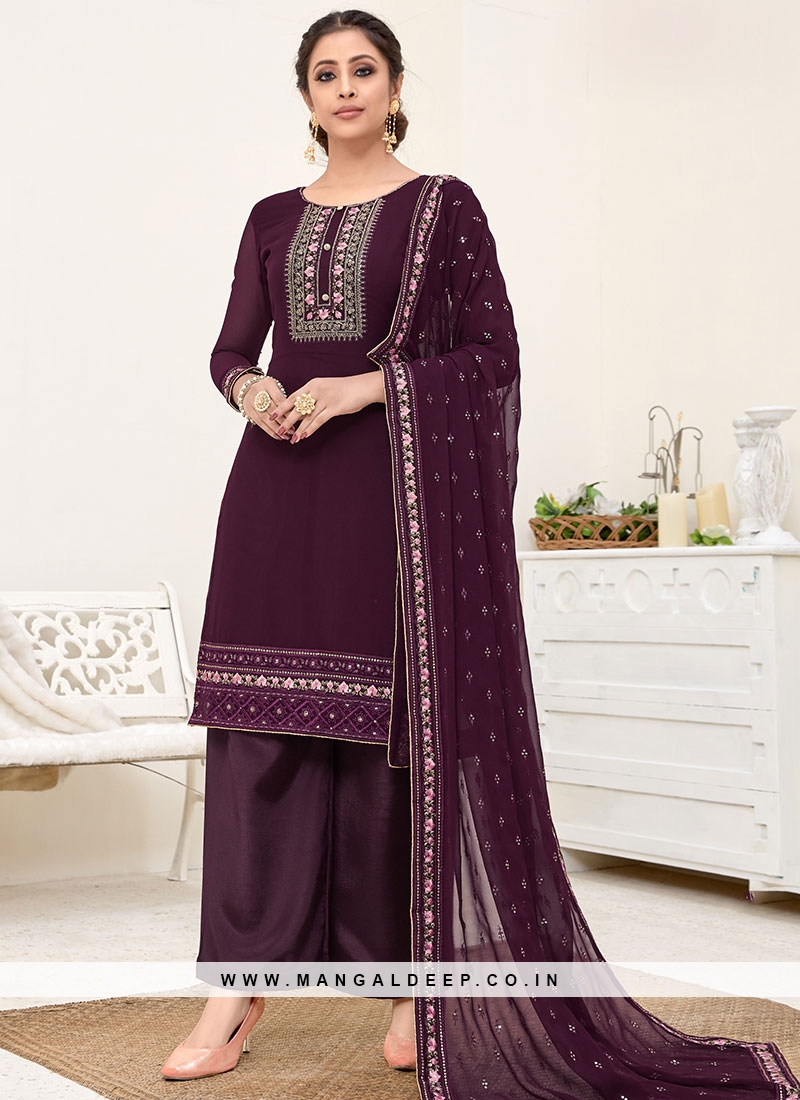 Popular Purple Pant Style Salwar Kameez and Purple Pant Style Salwar Suit  Online Shopping