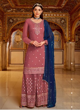 Purple Color Georgette Readymade Palazoo Suit