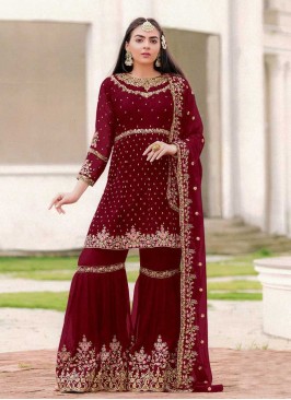 Purple Color Georgette Sharara Suit