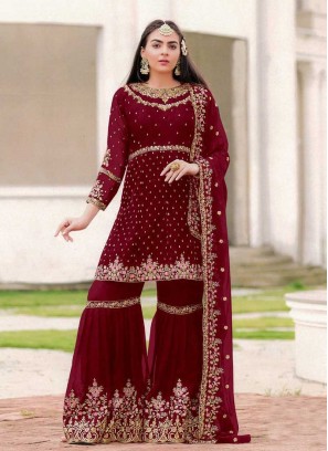 Purple Color Georgette Sharara Suit
