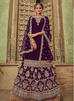 Purple Color Georgette Sharara Suit
