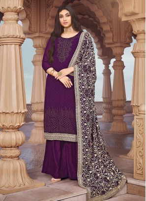 Purple Color Georgette Sharara Suit