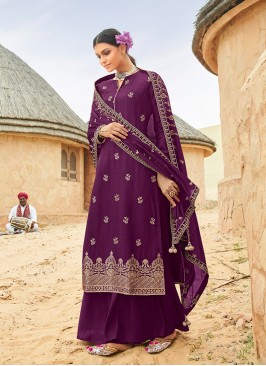 Purple Color Jacquard Suit With Heavy Work Dupatta