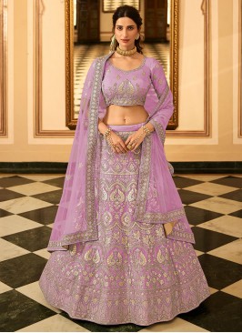 Purple Color Organza Gota Patti Work Lehenga