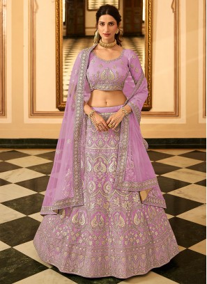 Purple Color Organza Gota Patti Work Lehenga