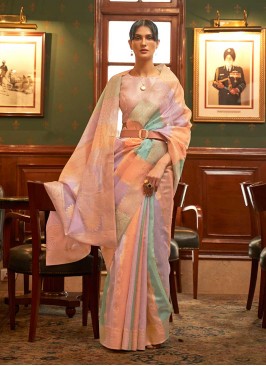 Purple Color Organza Traditional Saree