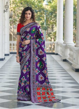 Purple Color Patola Silk Traditional Saree