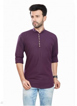 Purple Color Pure Cotton Short Kurta