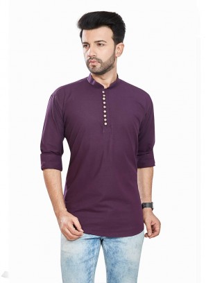 Purple Color Pure Cotton Short Kurta