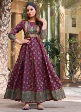 Purple Color Rayon Anarkali Gown