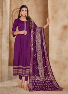 Purple Color Rayon Festive Wear Gown