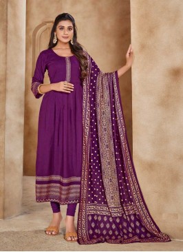 Purple Color Rayon Festive Wear Gown