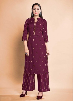 Purple Color Rayon Kurti Pant