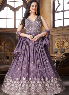 Purple Color Silk Anarkali Suit
