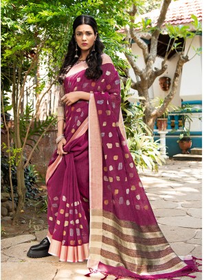 Purple Color Silk Classic Saree