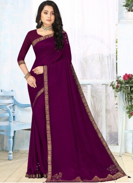 Purple Color Silk Fancy Saree