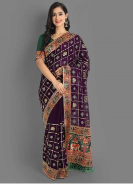 Purple Color Silk Gharcholu Saree