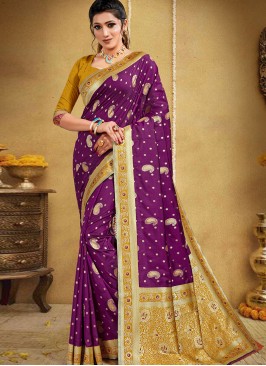 Purple Color Silk Saree For Ladies