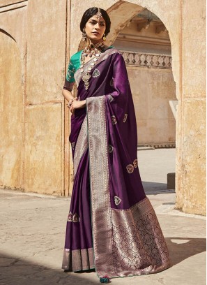 Purple Color Silk Stylish Saree