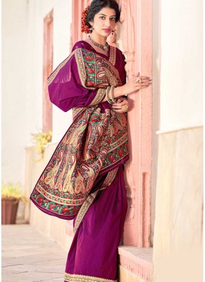 Purple Color Silk Tradiotional Wear Saree