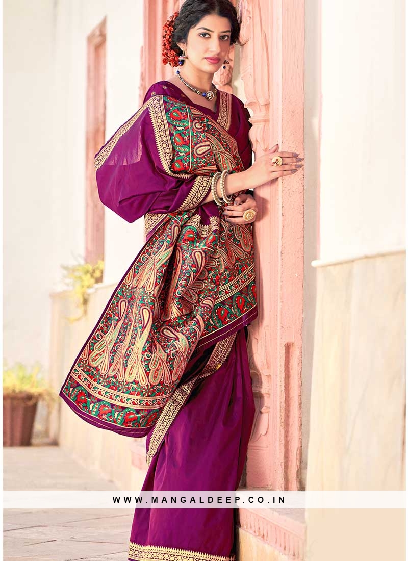 Purple Color Silk Tradiotional Wear Saree