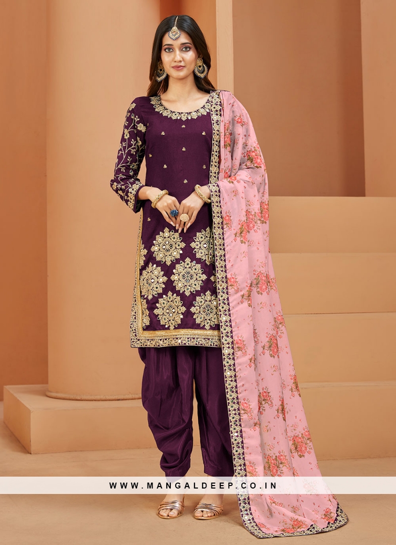Elegant Embroidery Work Salwar Collection - Turquoise And Pink Ready T –  Boutique4India