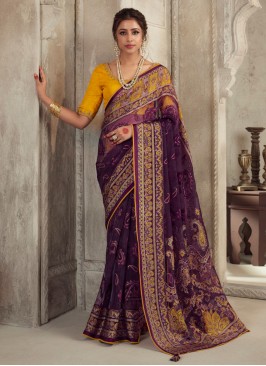 Purple Color Trendy Saree