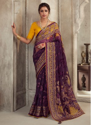 Purple Color Trendy Saree