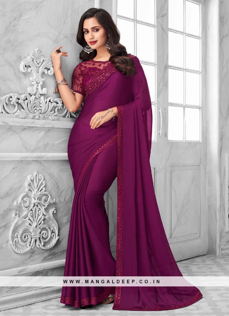 Dual Tone Purple Black Sari Fabric