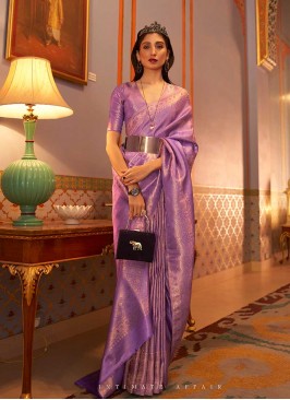 Purple Color Two Tone Weaving Silk Saree
