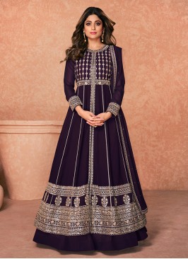 Purple Color Wedding Function Wear Georgette Suit